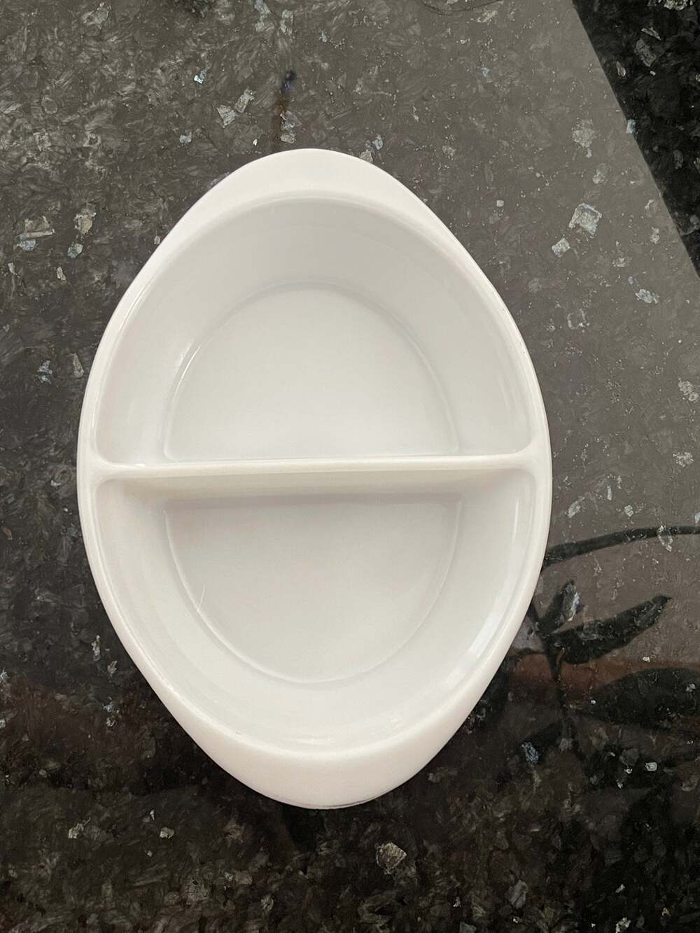 White Glasbake Divided Casserole